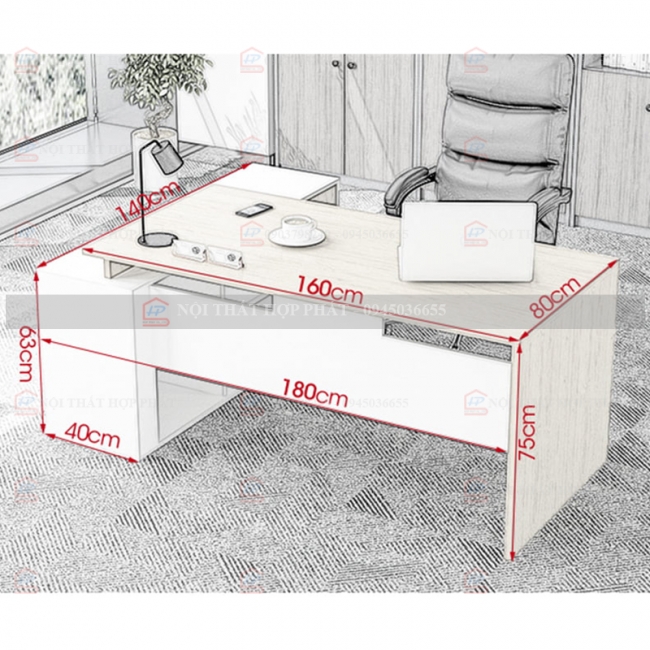 Bàn Làm Việc Cao Cấp Gỗ Thiết Kế BLVCCG004